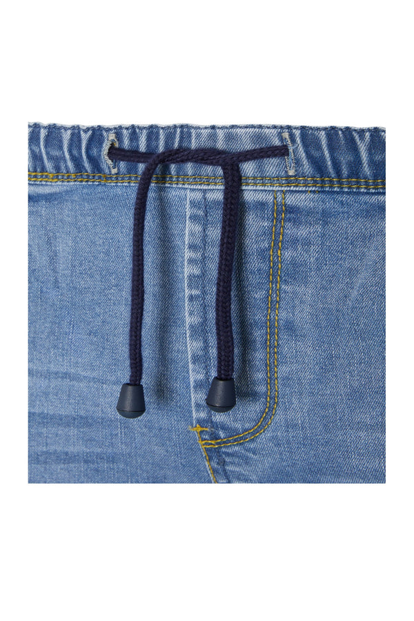 Pull On Stretch Jeans with Drawstring Waist, Plus Fit, Light Blue