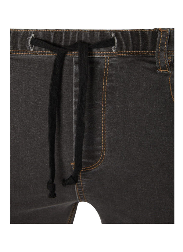 Pull On Stretch Jeans with Drawstring Waist, Plus Fit, Charcoal Grey