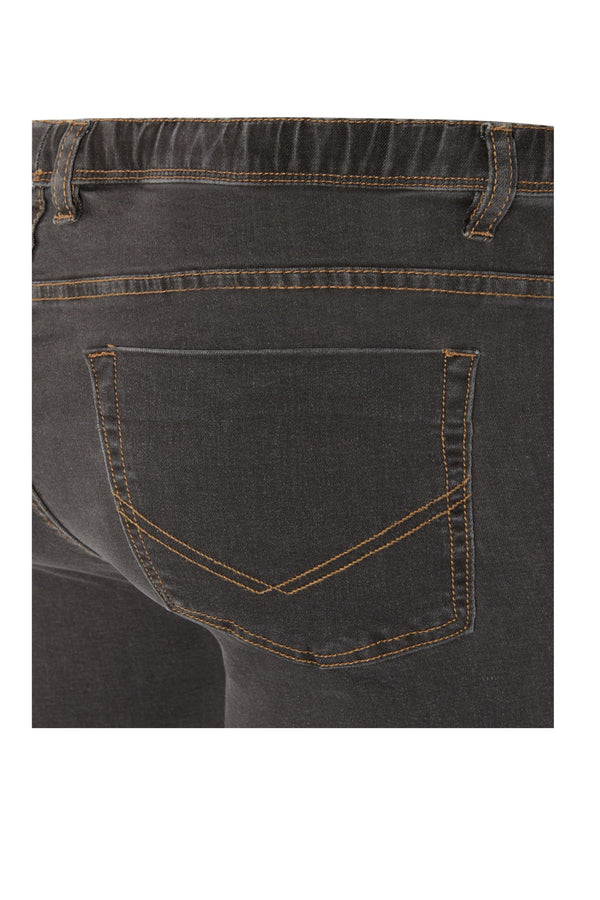 Pull On Stretch Jeans with Drawstring Waist, Plus Fit, Charcoal Grey