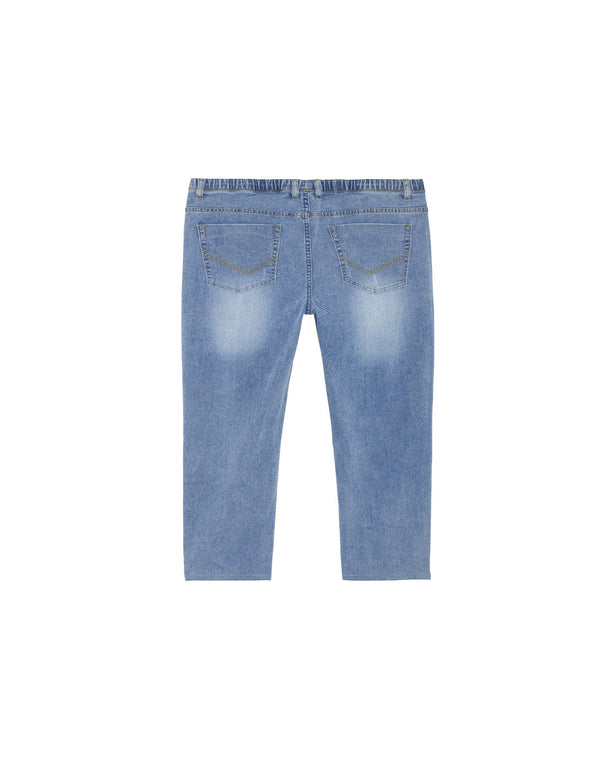 Pull On Stretch Jeans with Drawstring Waist, Plus Fit, Light Blue