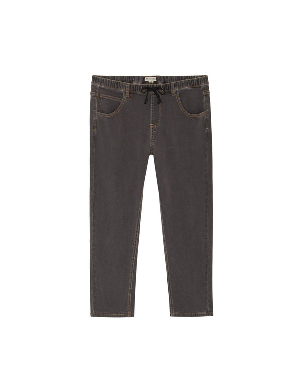 Pull On Stretch Jeans with Drawstring Waist, Plus Fit, Charcoal Grey