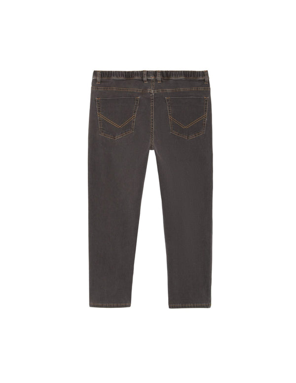 Pull On Stretch Jeans with Drawstring Waist, Plus Fit, Charcoal Grey
