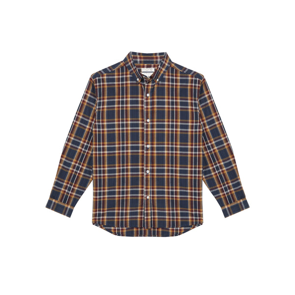 Checked Long Sleeve Shirt, Generous Fit, Teal
