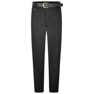 Senior boys' extra sturdy fit half elasticated school trousers in charcoal, waist 24in to 58in