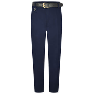 Senior boys' extra sturdy fit half elasticated school trousers in navy, waist 24in to 58in