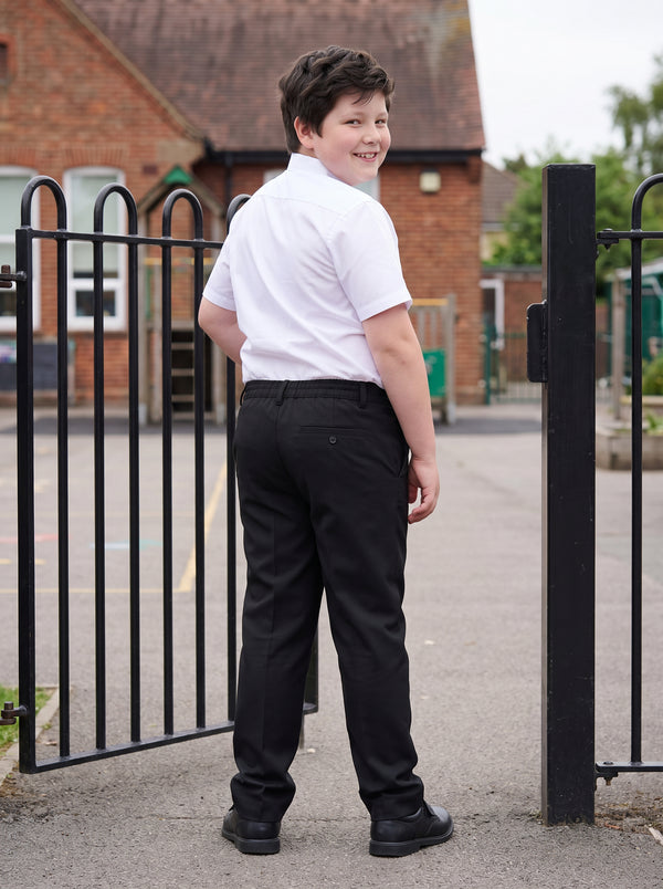 Zeco Half Elastic Sturdy Fit School Trousers - Black (SFT)