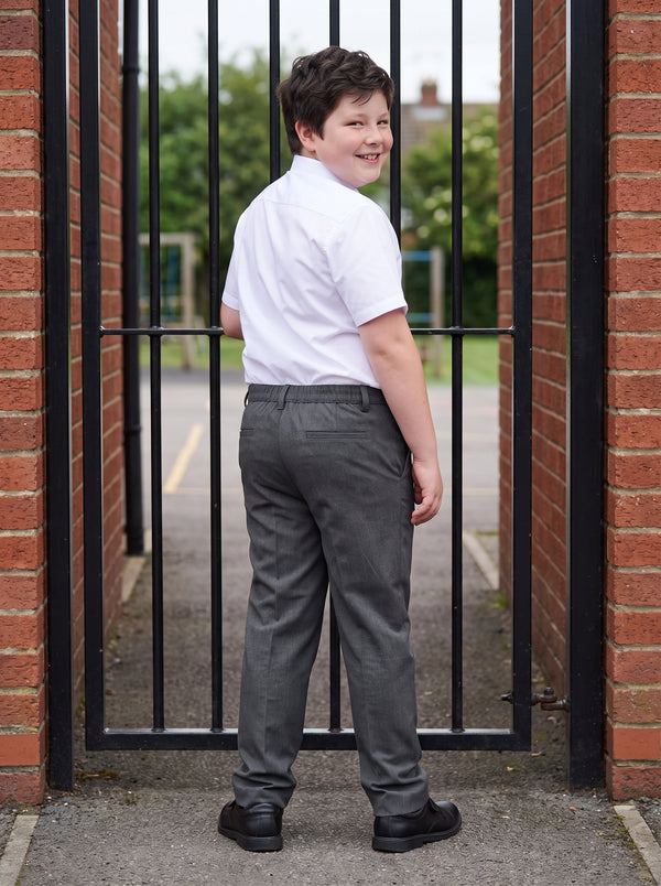 Zeco Half Elastic Sturdy Fit School Trousers - Grey (SFT)