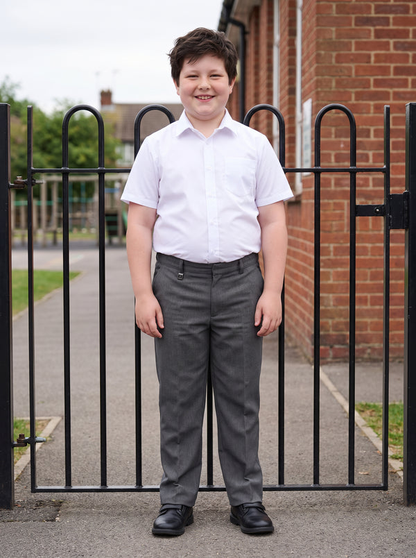 Zeco Half Elastic Sturdy Fit School Trousers - Grey (SFT)