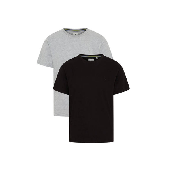 Essential T-Shirts Twin Pack, Sturdy Fit, Black and Grey Marl