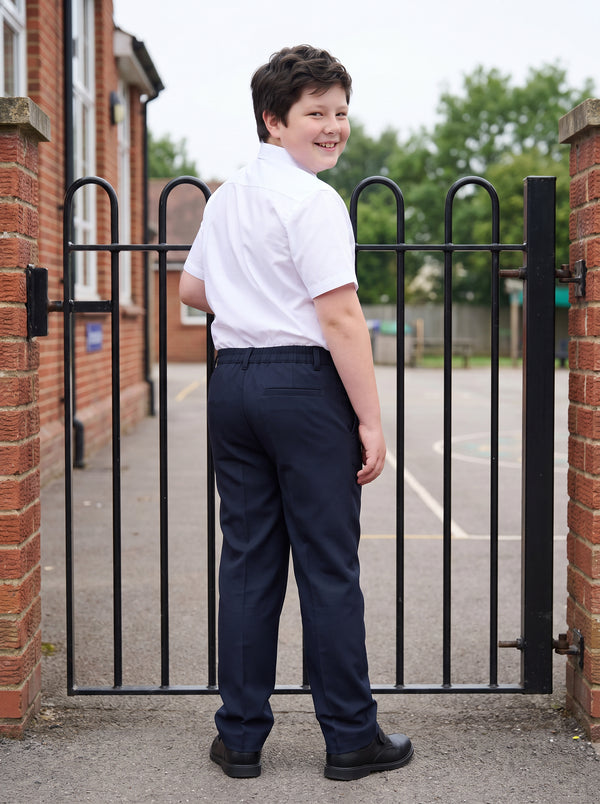 Zeco Half Elastic Sturdy Fit School Trousers - Navy (SFT)