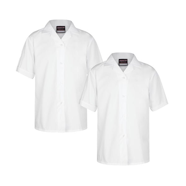 Girls Revere Neck Short Sleeve Blouses Twin Pack to 56in chest (GRBT)