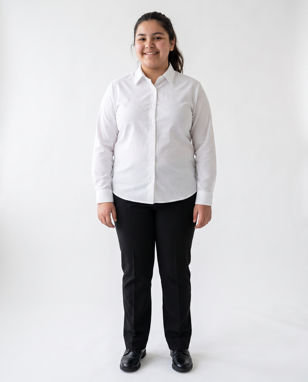 White Long Sleeve Oxford Blouse - Single Pack J932F