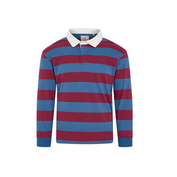 Lightweight Rugby Shirt, Sturdy Fit, Blue and Claret