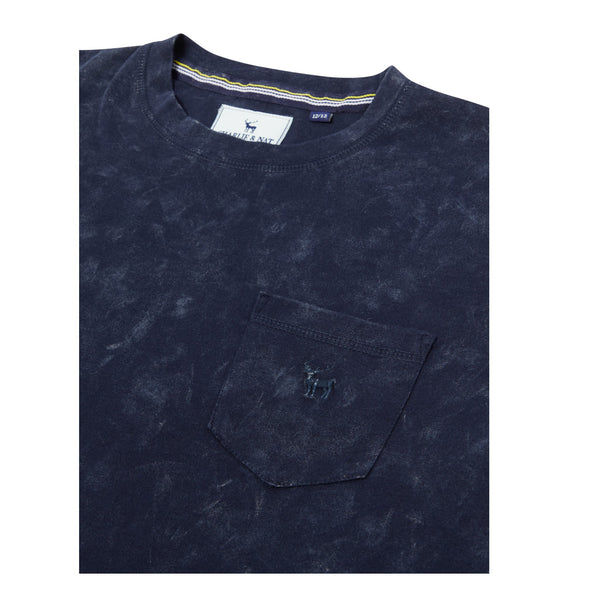 Indigo Boys Plus Size Sturdy Fit Acid Wash Cotton T Shirt, detail
