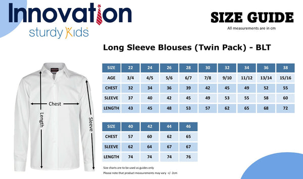 Girls Revere Neck Short Sleeve Blouses Twin Pack to 56in chest (GRBT)