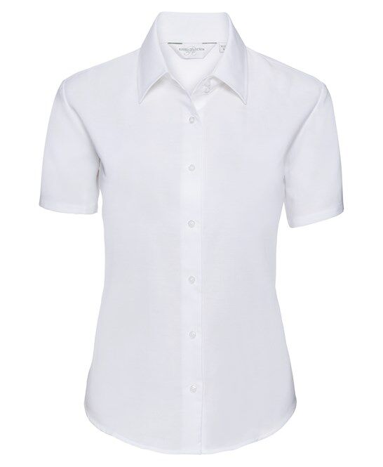 Short Sleeve Oxford Blouse to 6XL - Single Pack, white ot blue J933F