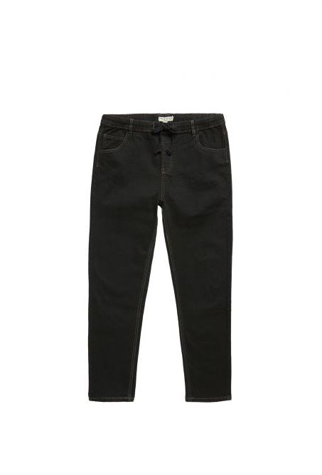 Pull On Stretch Jeans with Drawstring Waist, Plus Fit, Black