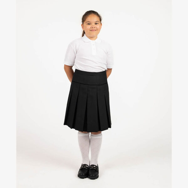 Girl's All Round Drop Waist Pleated Skirt - Grey, Black or Navy