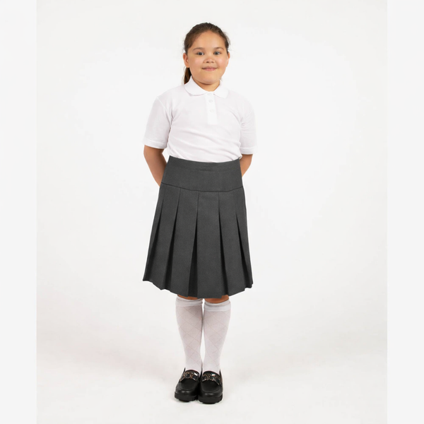 Girl's All Round Drop Waist Pleated Skirt - Grey, Black or Navy