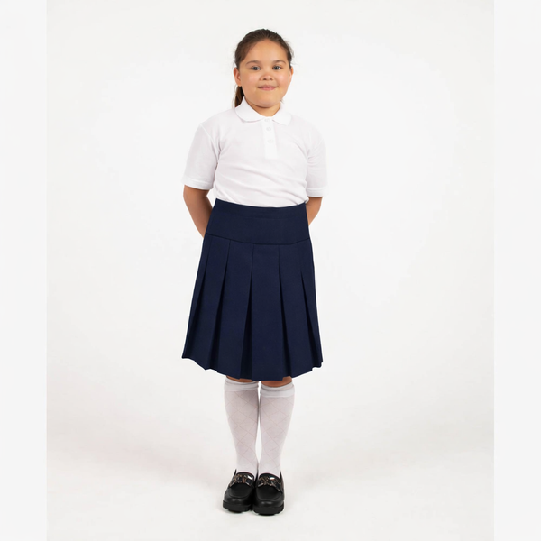 Girl's All Round Drop Waist Pleated Skirt - Grey, Black or Navy