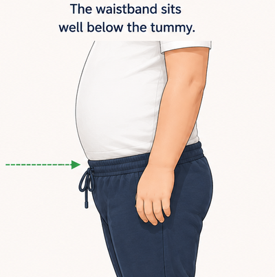 Waistband sitting below the tummy